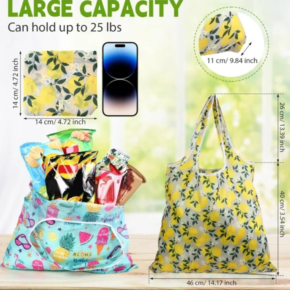 Reusable Tote Bag With Carry Pouch - New - Picture 2 of 3